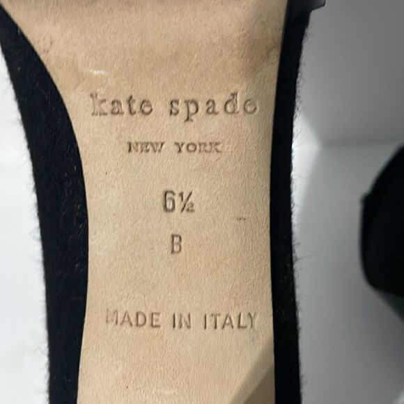Kate Spade Rhinestone Buckle Black Peep Toe Heels Size 6.5 - Picture 8 of 8